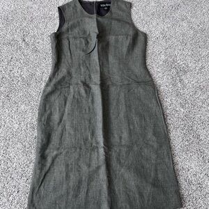 Linda Allard Ellen Tracy Linen Sleeveless Grey Shift Dress Size 8 Made In Korea